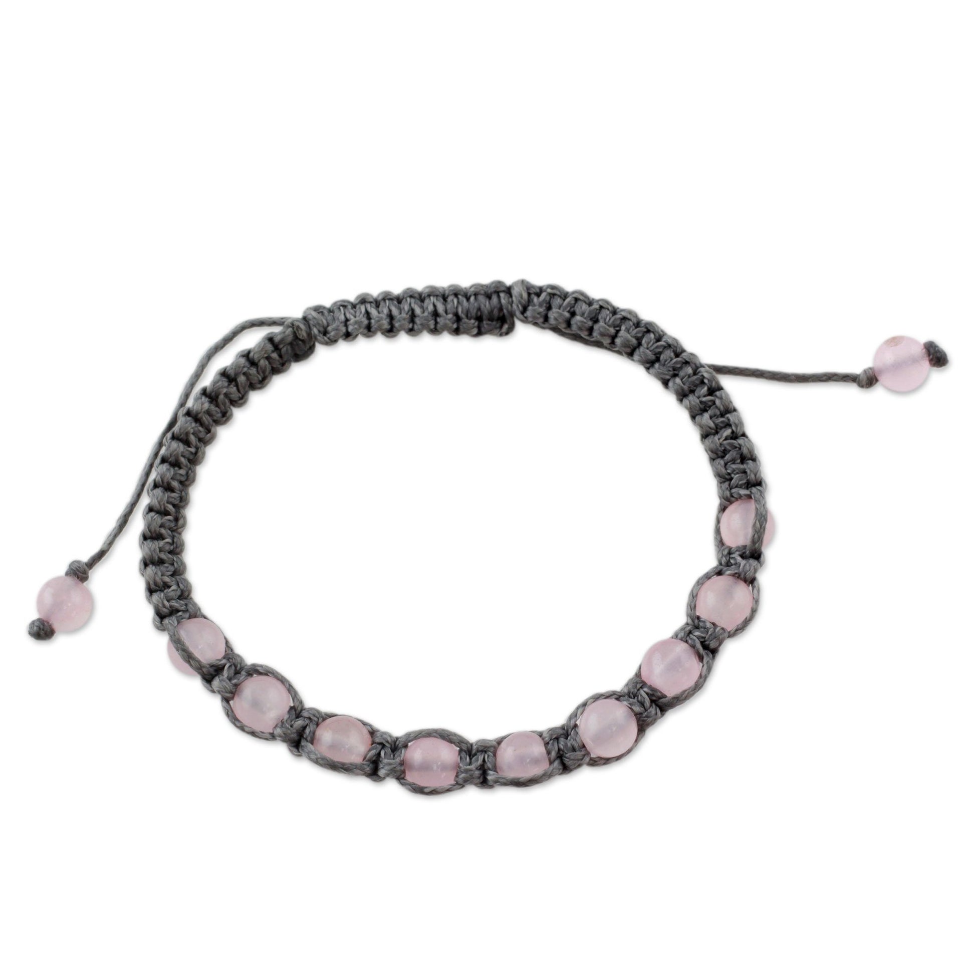 NOVICA - Rose Quartz Adjustable Beaded Bracelet