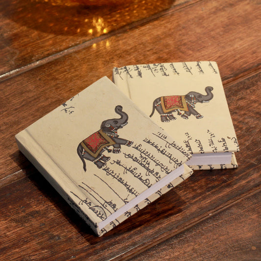 Royal Elephants Handmade paper journals (Pair)