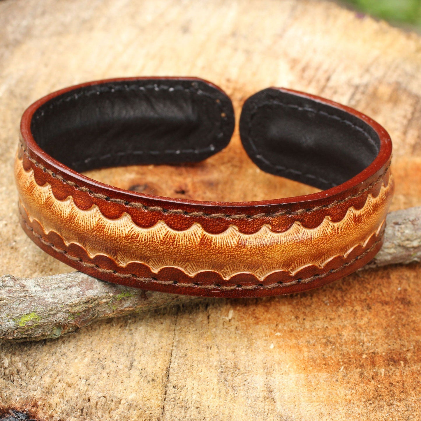 Men's Leather Adjustable Cuff Bracelet