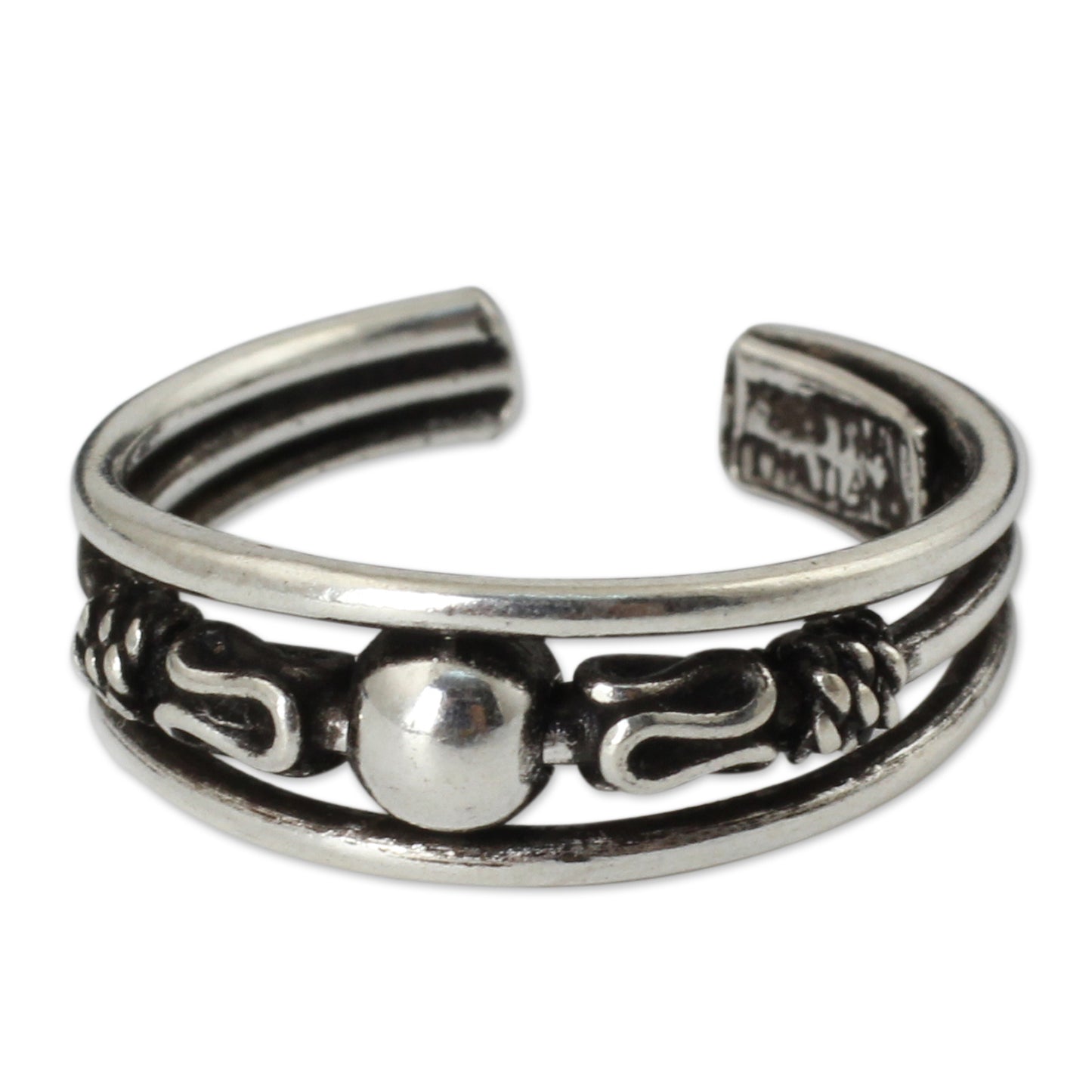 Moonwalk Toe Ring in Sterling Silver Thai Artisan Jewelry