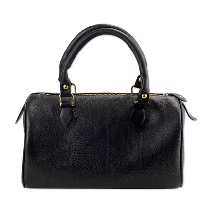 Guadalajara Mexican Black Leather Baguette Handbag