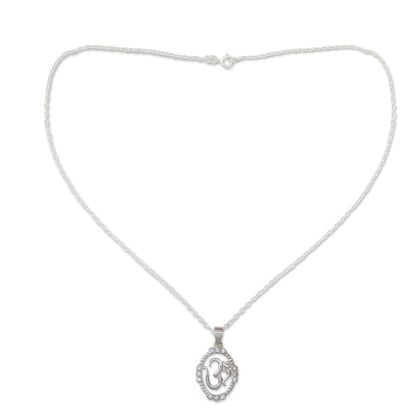 Peaceful Om Sterling Silver Pendant Necklace
