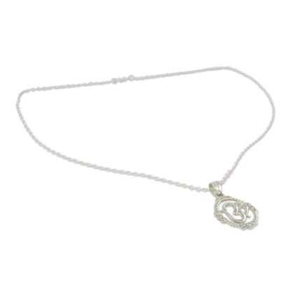 Peaceful Om Sterling Silver Pendant Necklace