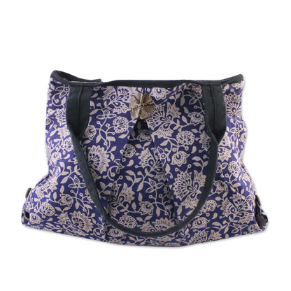 NOVICA - Blue Cotton Handcrafted Shoulder Bag