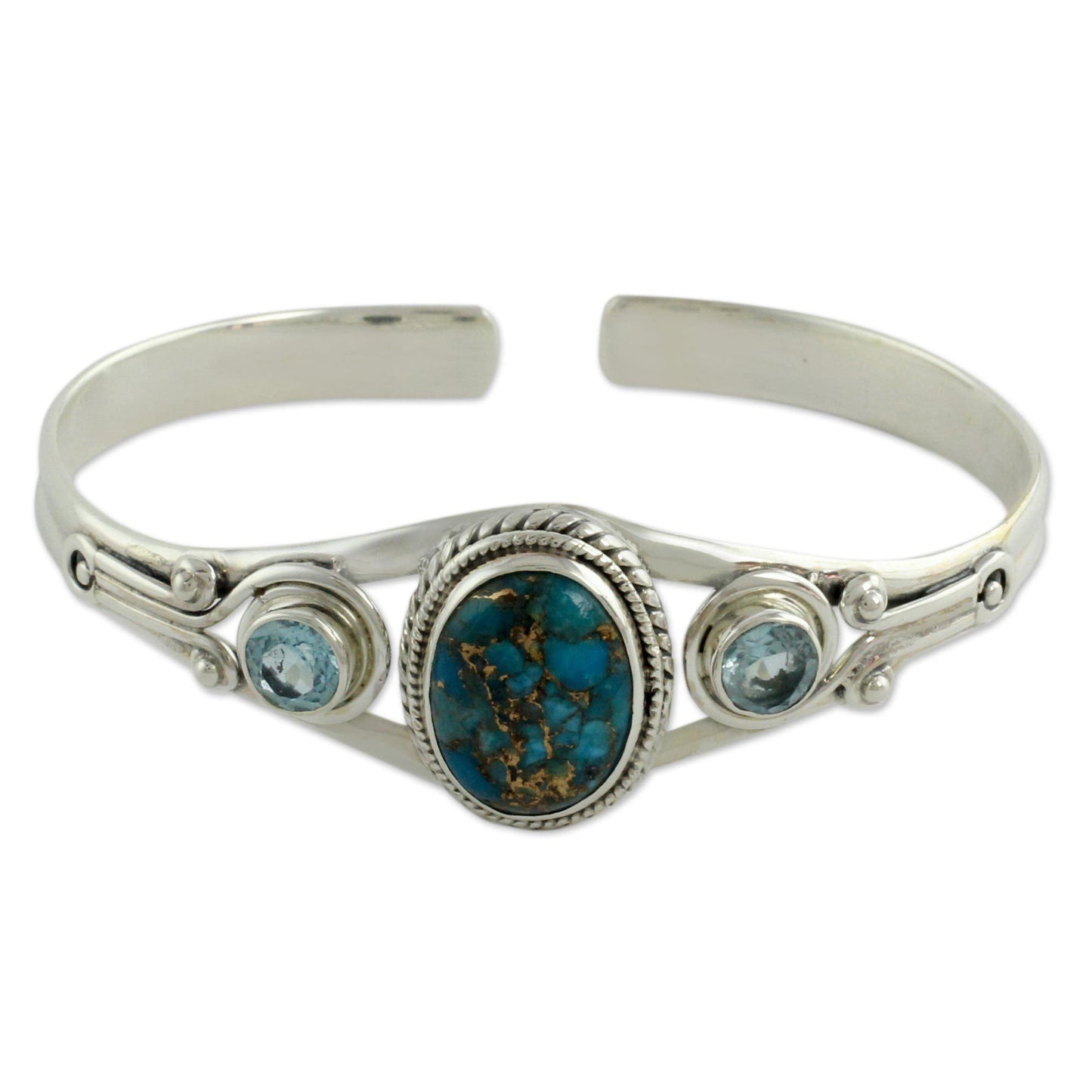 Blue Heavens Topaz & Turquoise Cuff Bracelet
