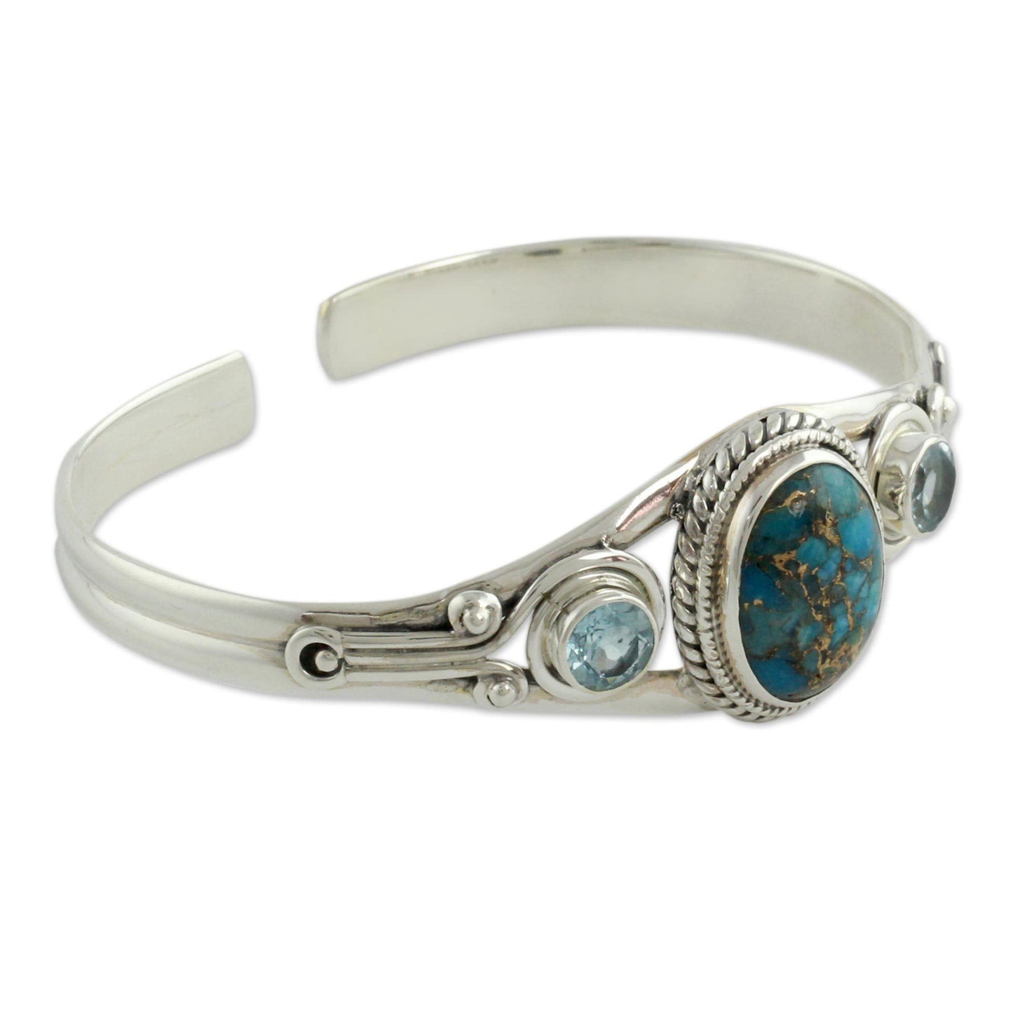 Blue Heavens Topaz & Turquoise Cuff Bracelet
