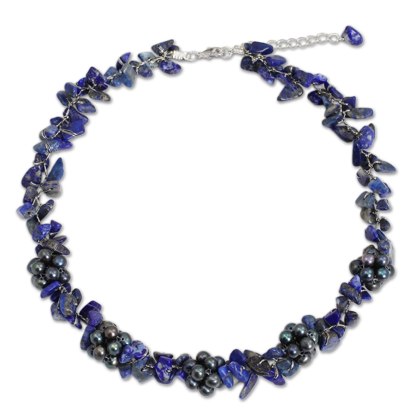 NOVICA - Lapis Lazuli & Pearl Beaded Necklace