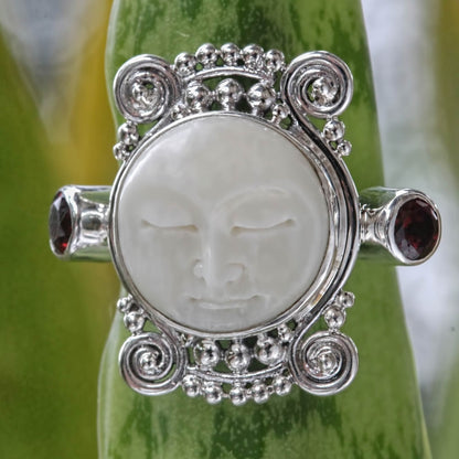 NOVICA - Moon's Dream Sterling Silver & Garnet Ring