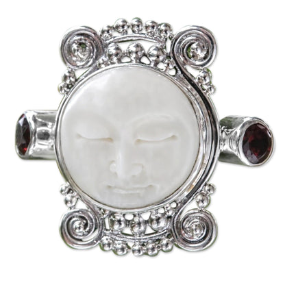 NOVICA - Moon's Dream Sterling Silver & Garnet Ring