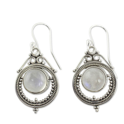NOVICA - Sterling Silver Moonstone Dangle Earrings