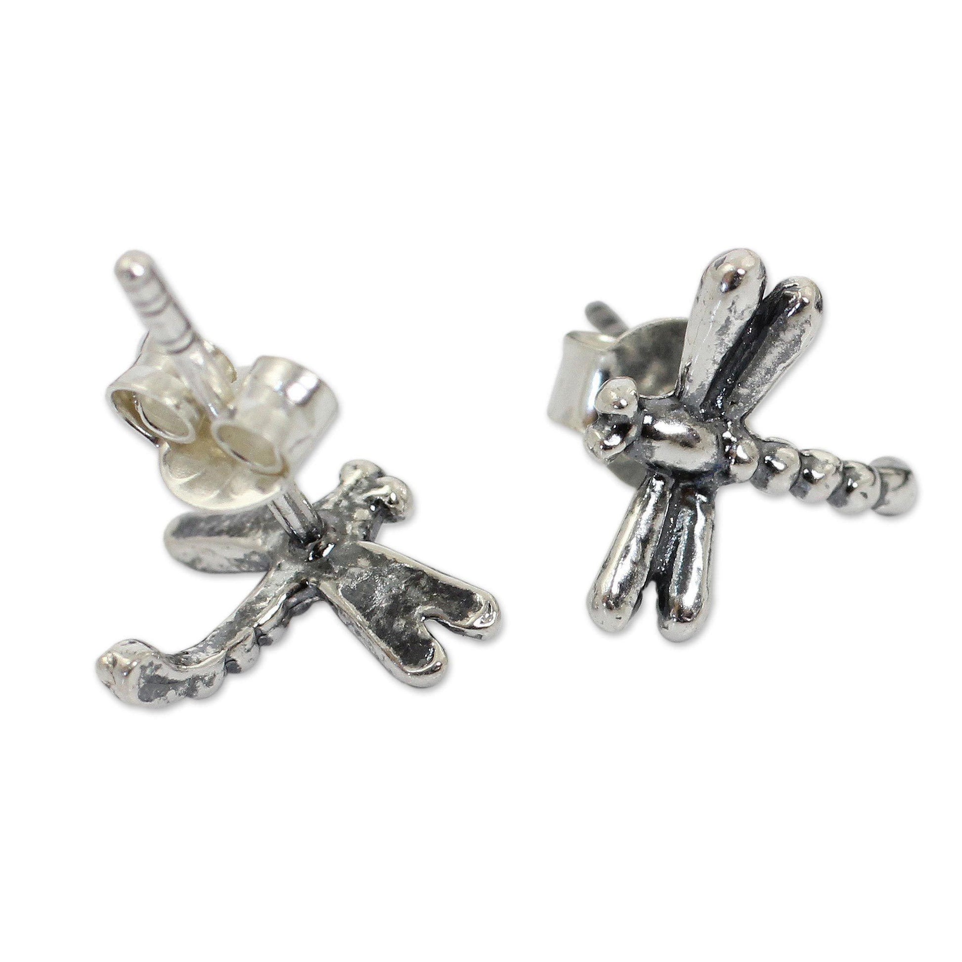 NOVICA - Baby Dragonfly Sterling Silver Stud Earrings