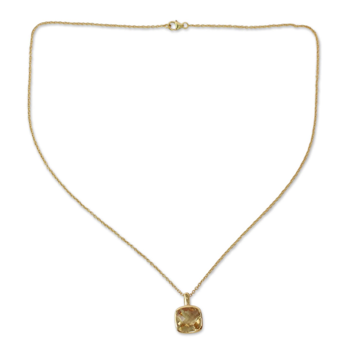 Modern Charm Hand Made Gold Vermeil Faceted Citrine Necklace