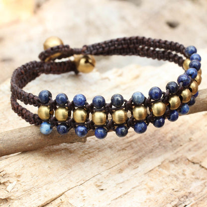 Blue Joy Lapis Lazuli Brass Beaded Bracelet