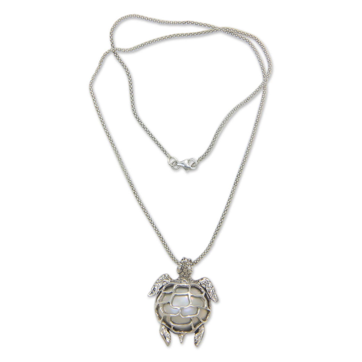 Turtle in Moonlight Sterling Silver Necklace