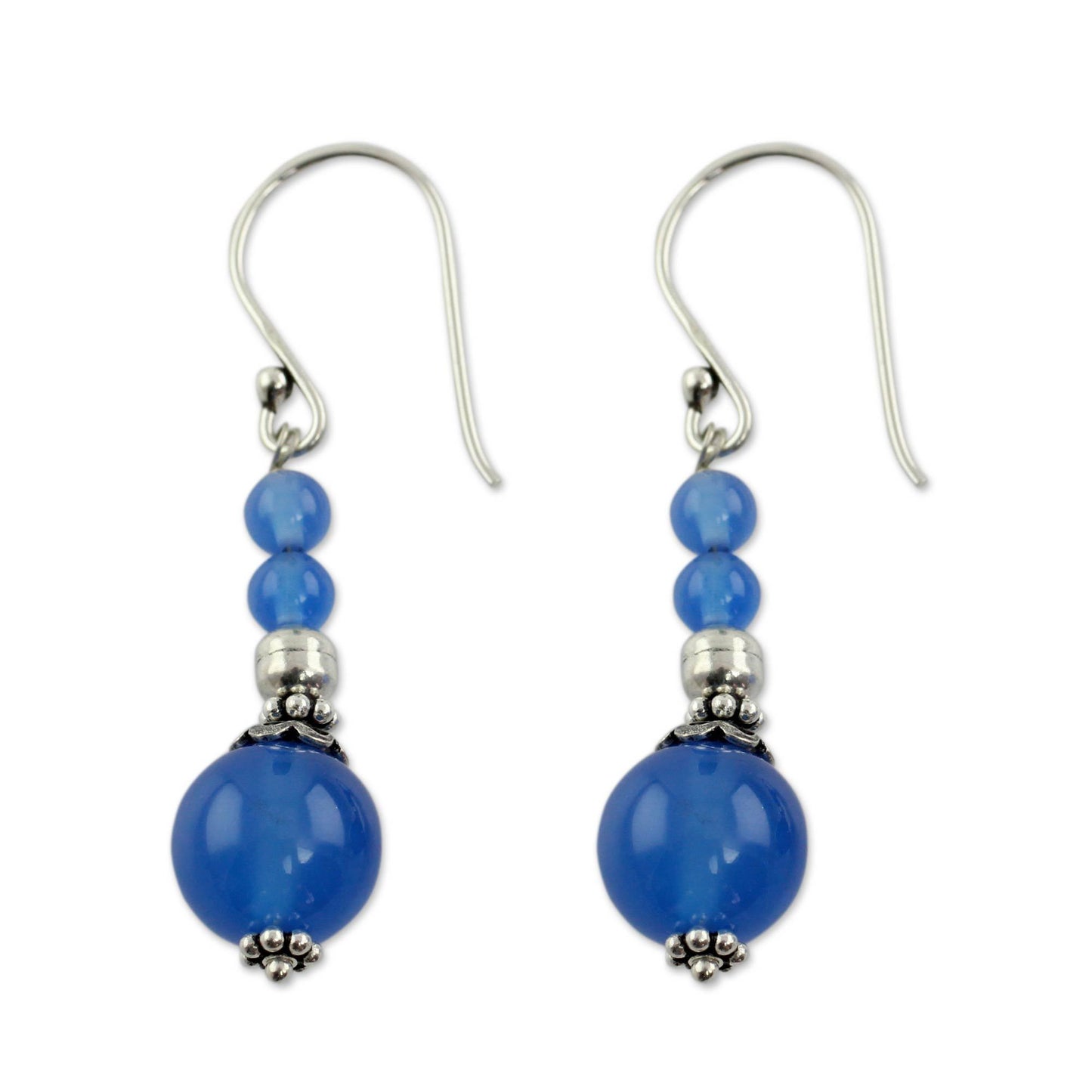 Blue Chalcedony Beaded Earrings