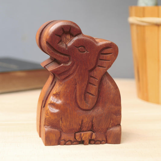 Elephant Secret Elephant Theme Wood Puzzle Box