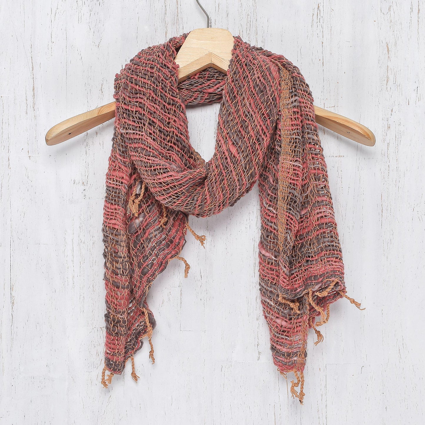 Breezy Red and Grey Thai Red and Grey Cotton Scarf