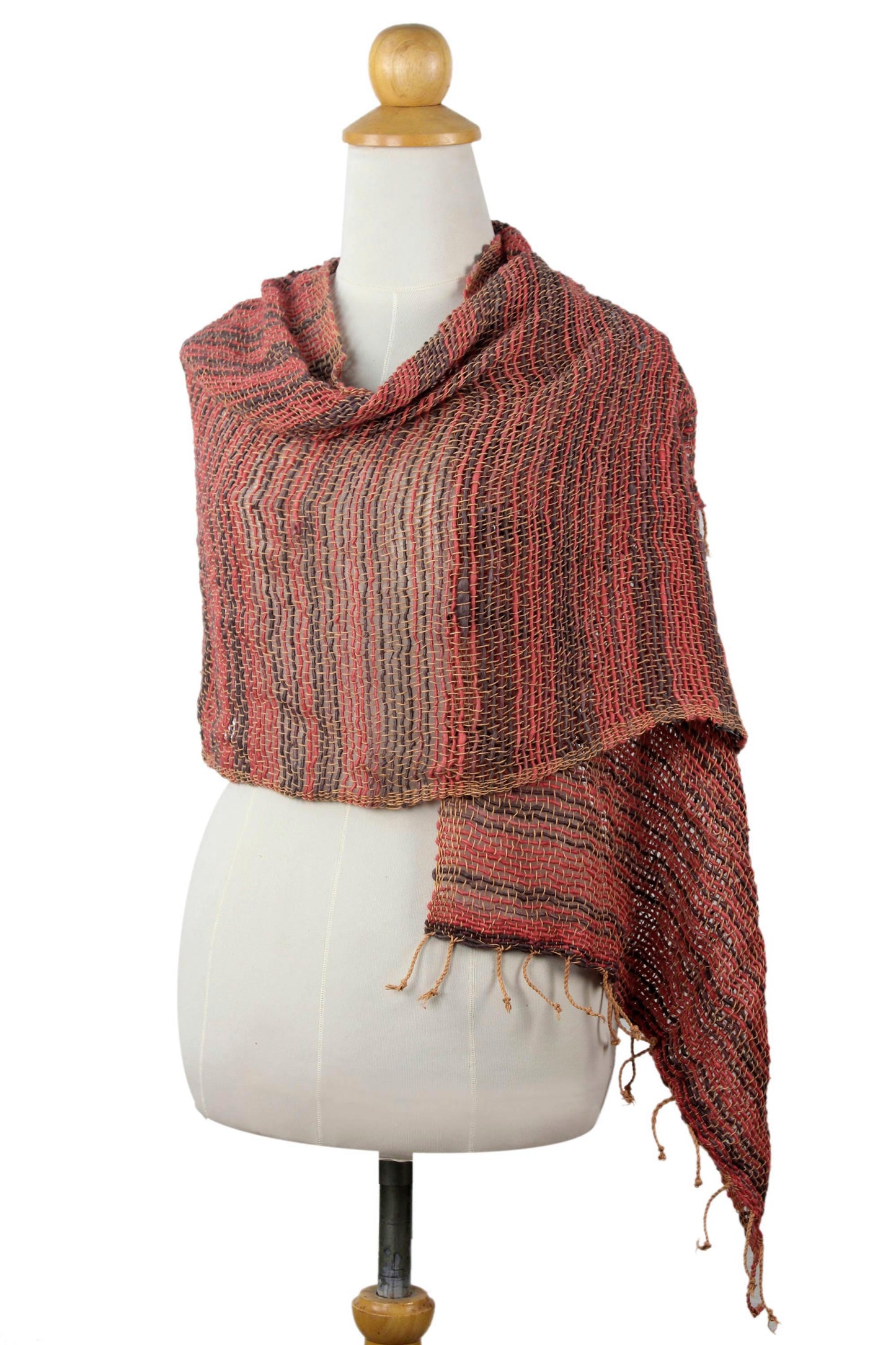 Breezy Red and Grey Thai Red and Grey Cotton Scarf