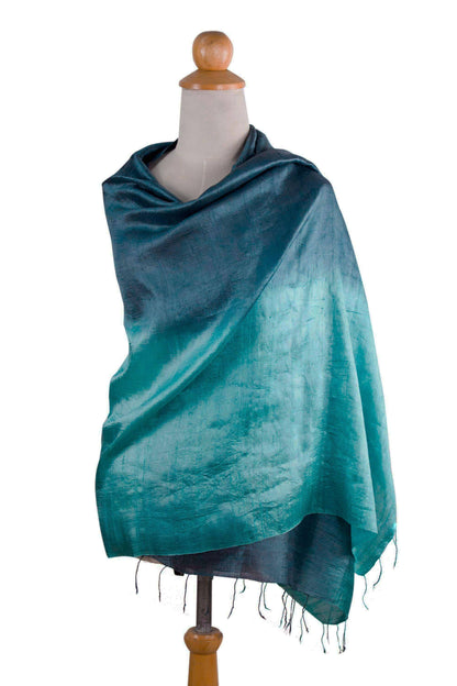 Handcrafted Green Silk Shawl