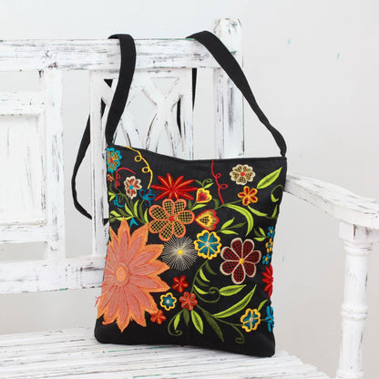 NOVICA - Flower Blossoms Handmade Shoulder Bag
