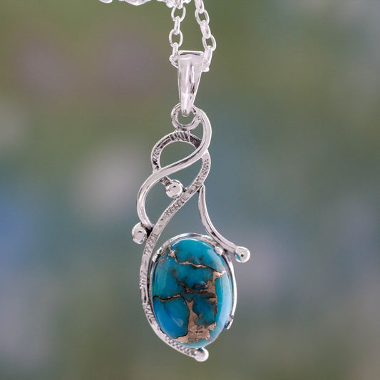Sky Whisper Blue Composite Turquoise Sterling Silver Necklace from India