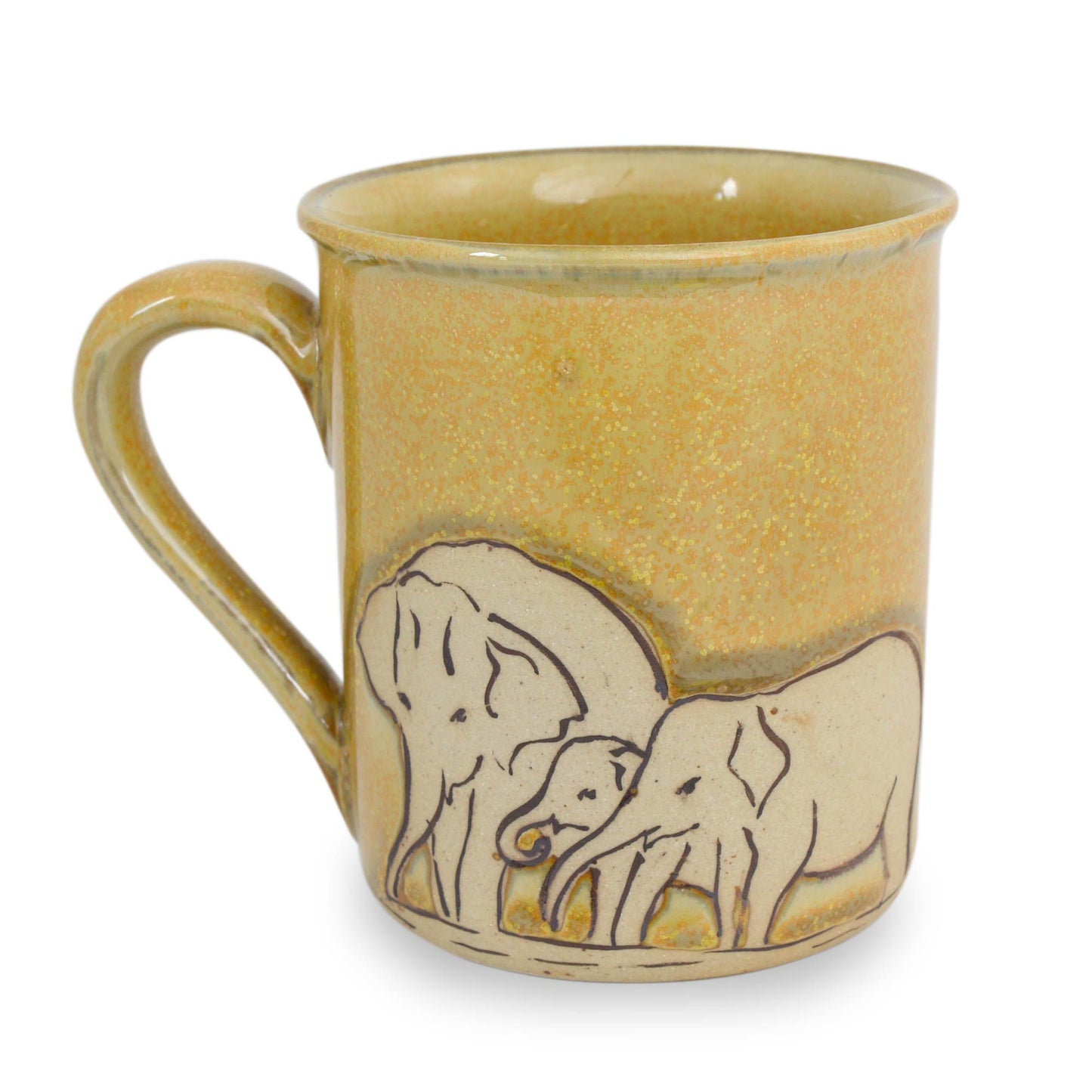 Yellow Elephant Family Yellow Elephant Theme Celadon Ceramic Mug