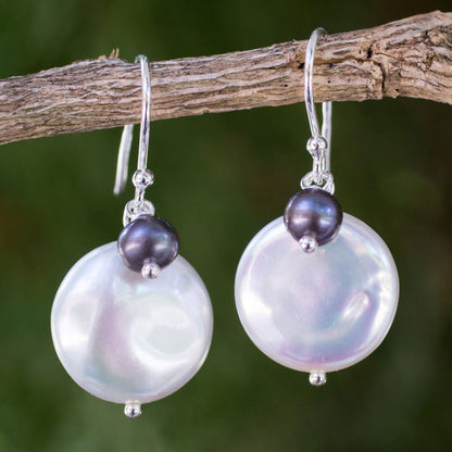 Pearly Moons Pearl & Silver Dangle Earrings
