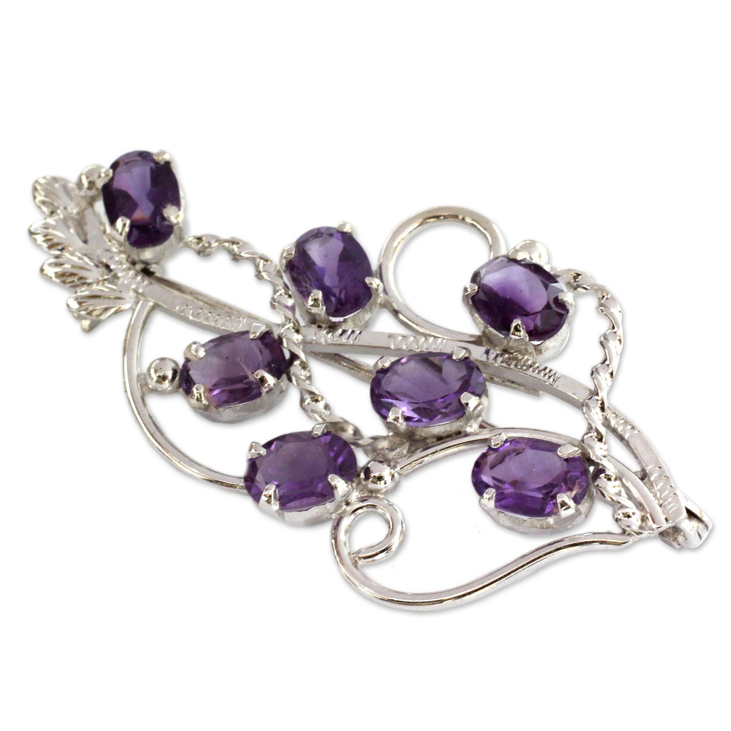 Lilac Story 7 Carats Amethyst Sterling Silver Indian Brooch Pin