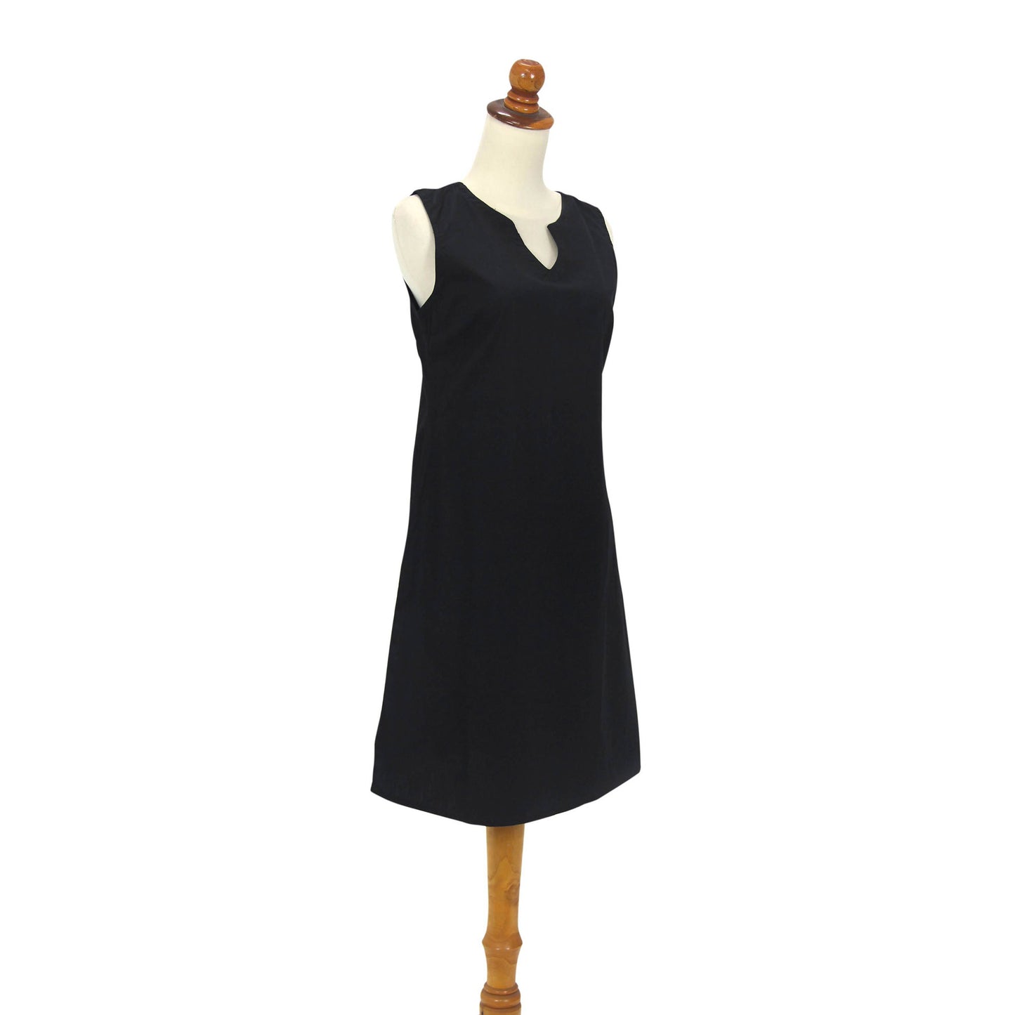 Lily in Black Cotton Shift Dress