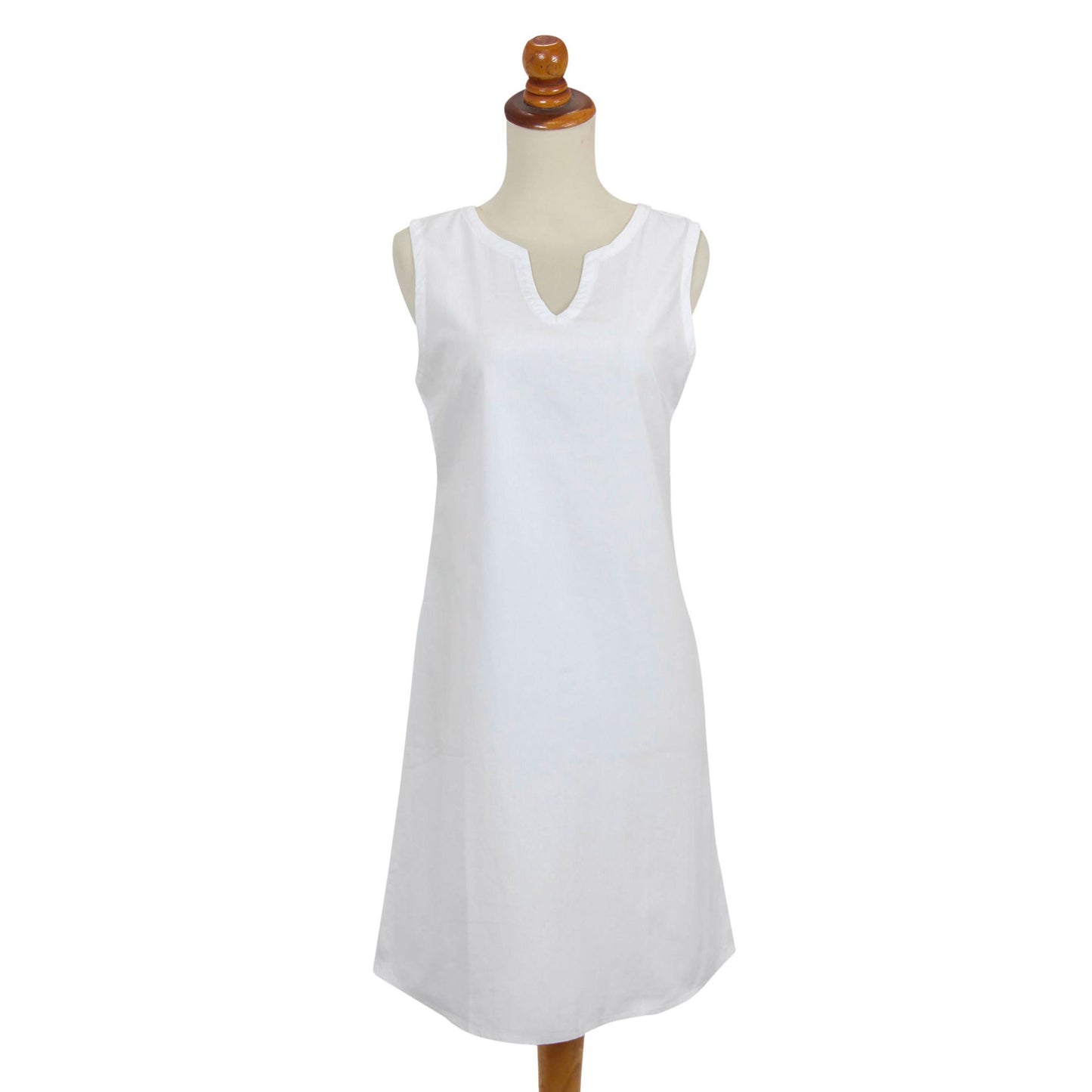 Lily in White Cotton Shift Dress