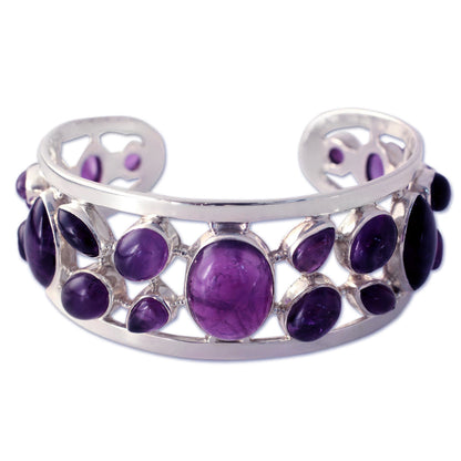 Purple Harmony Amethyst Silver Cuff Bracelet