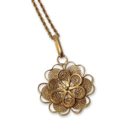 Yellow Rose Pendant Necklace