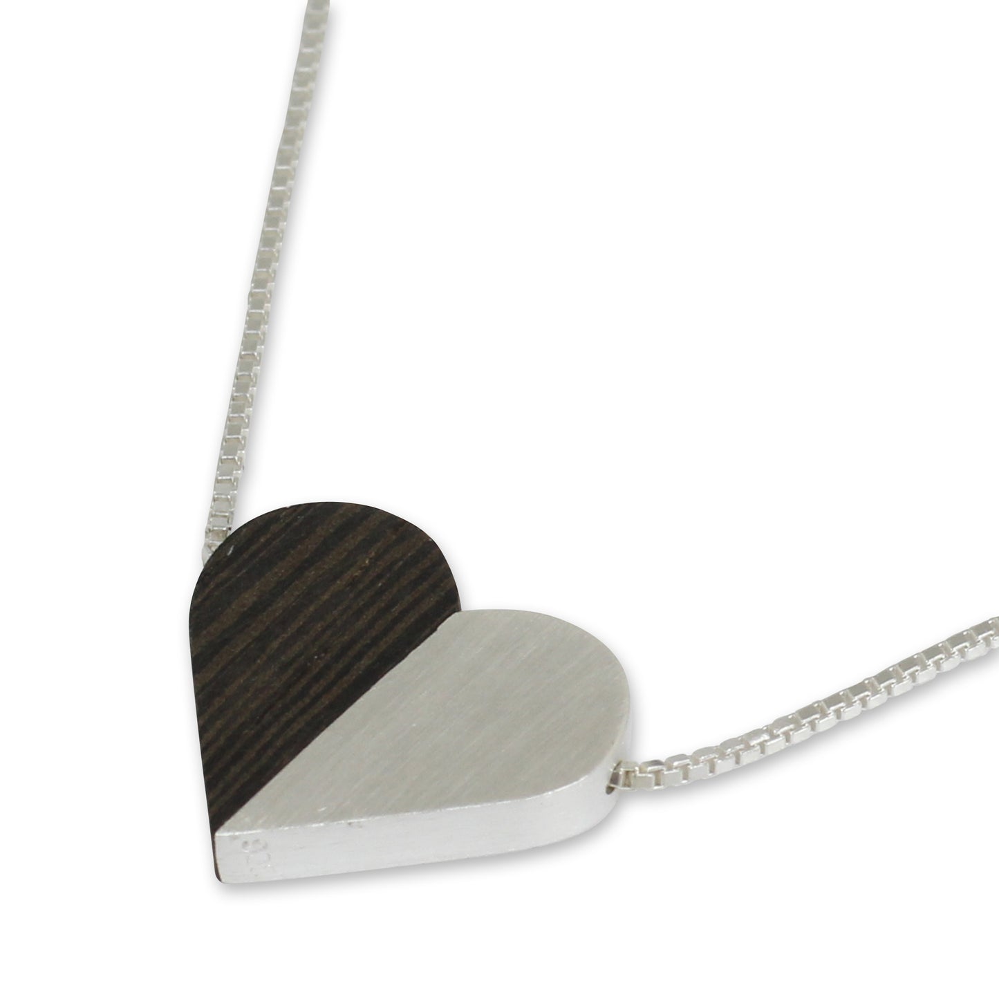 Together Heart Wood and Sterling Silver Heart Necklace