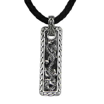 Bold Dragon Men's Silver Pendant Necklace