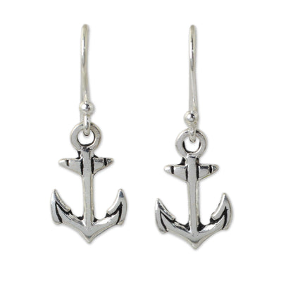 NOVICA - Anchor Dangle Earrings