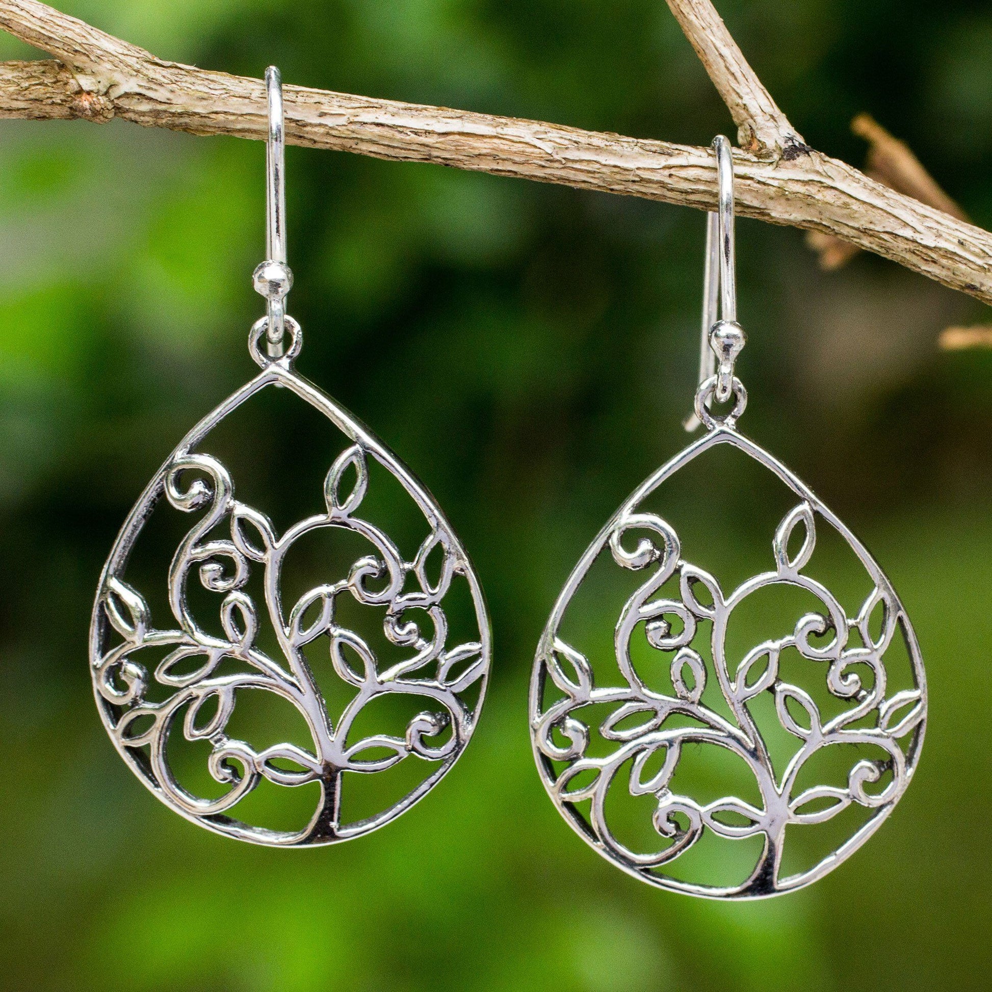 NOVICA - Tree Of Life Dangle Earrings