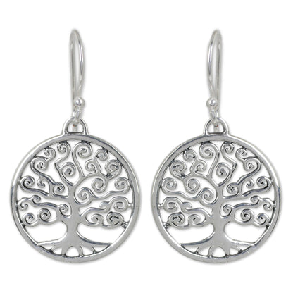 NOVICA - Sterling Silver Spiral Tree Dangle Earrings