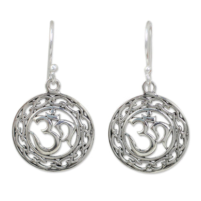 NOVICA - Sterling Silver Celtic Om Dangle Earrings