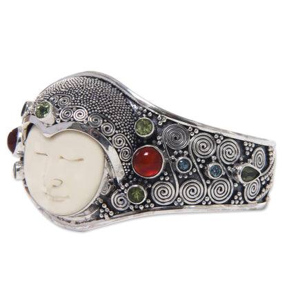 Moon Empress Sterling Silver Bone Cuff Bracelet