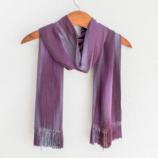 Iridescent Lavender Hand Made Guatemalan Rayon Scarf in Purple Tones