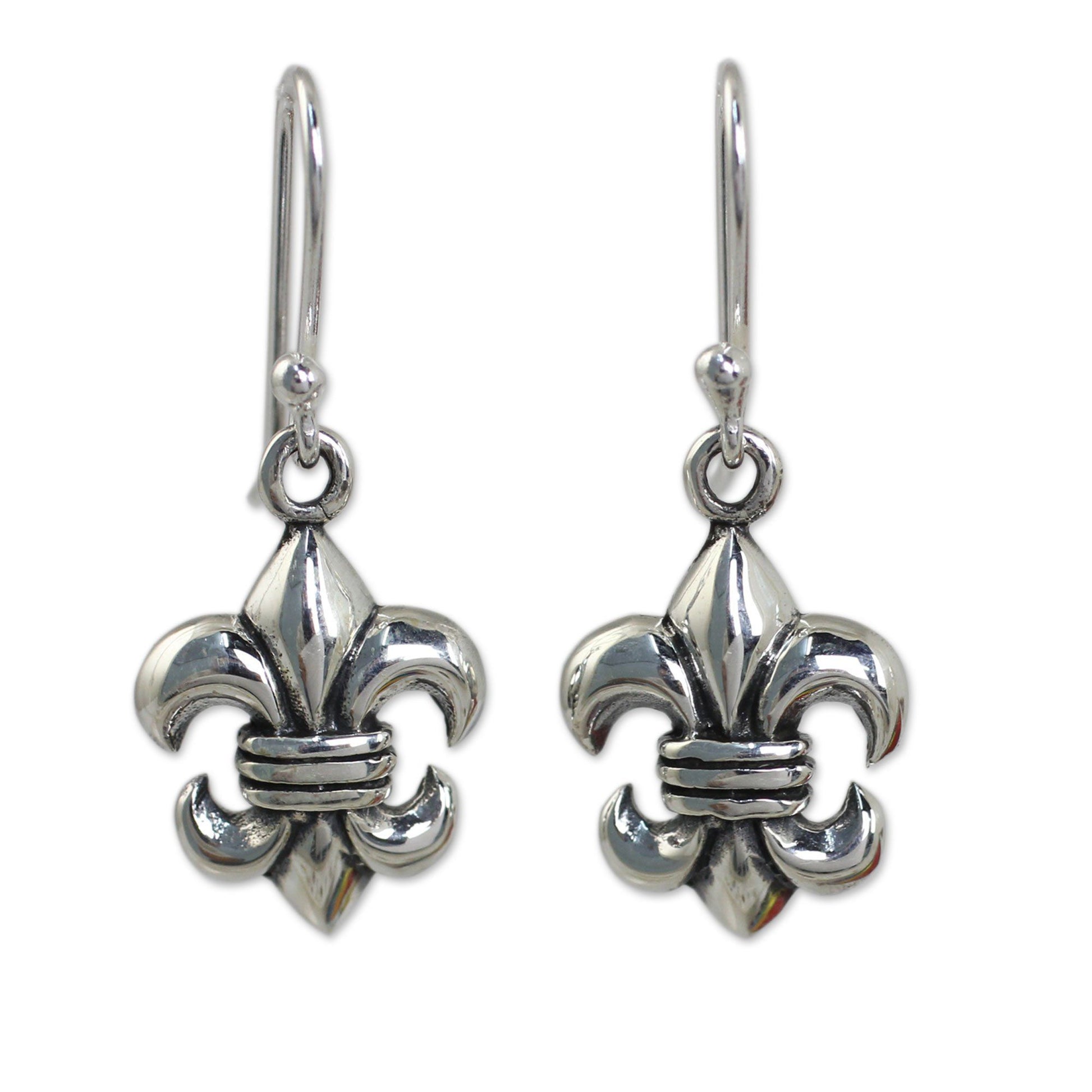 NOVICA - Sterling Silver Fleur-de-lis Dangle Earrings
