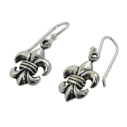 NOVICA - Sterling Silver Fleur-de-lis Dangle Earrings