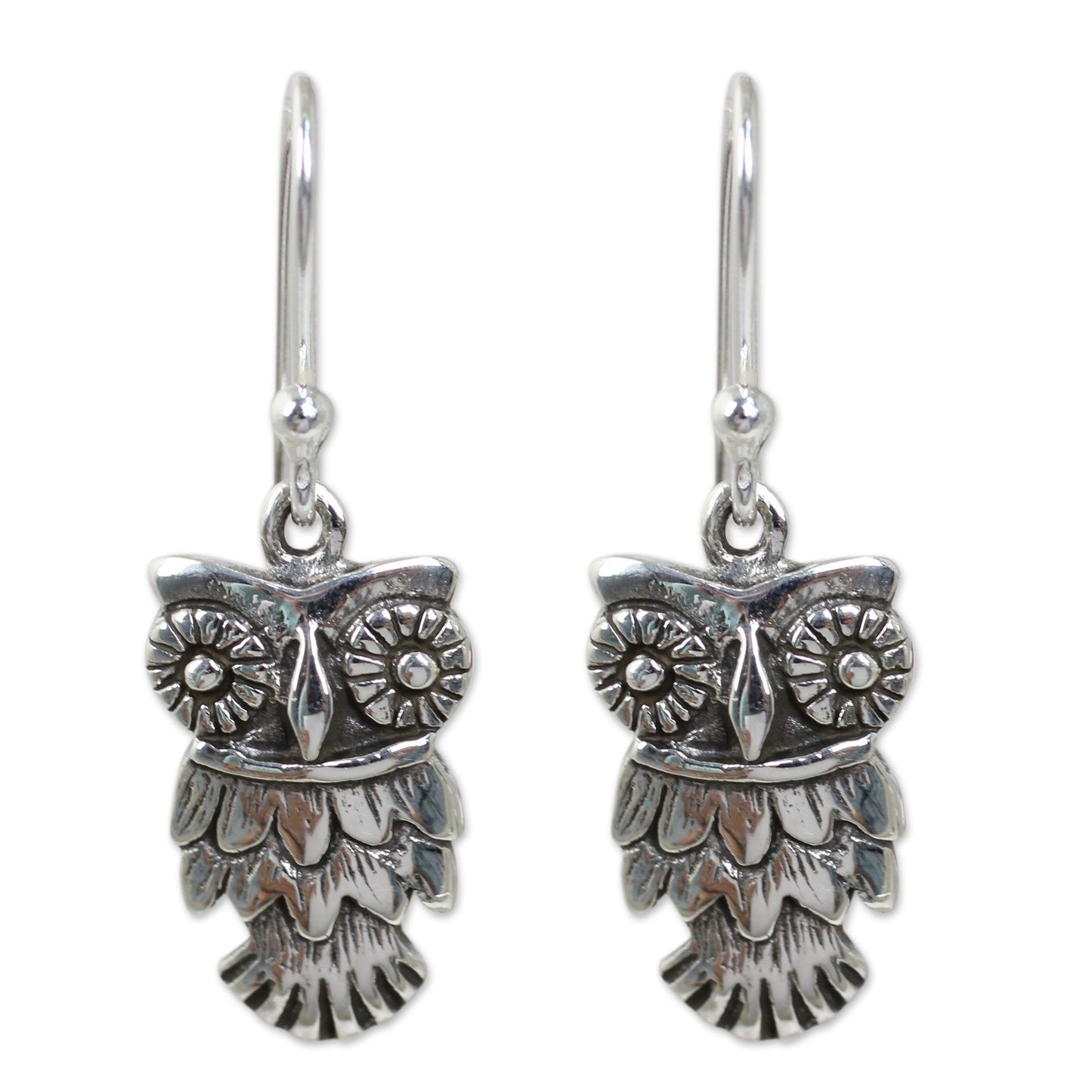 NOVICA - Owl Love Sterling Silver Dangle Earrings