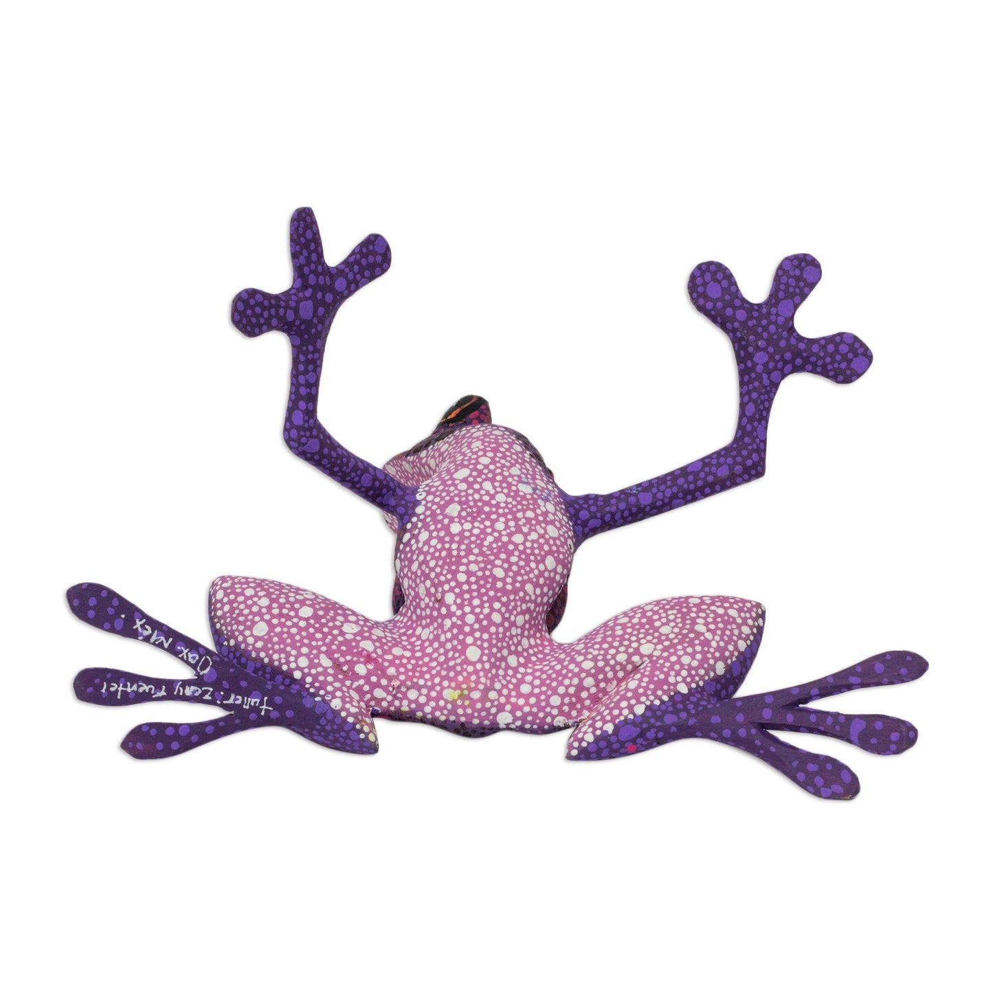 Purple Dancing Frog Purple Hand Crafted Alebrije Style Frog Figurine Sculpture