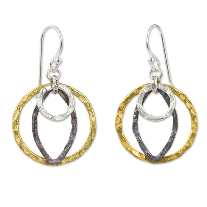 Equilibrium Artisan Crafted Earrings with Sterling Silver and Gold Plate