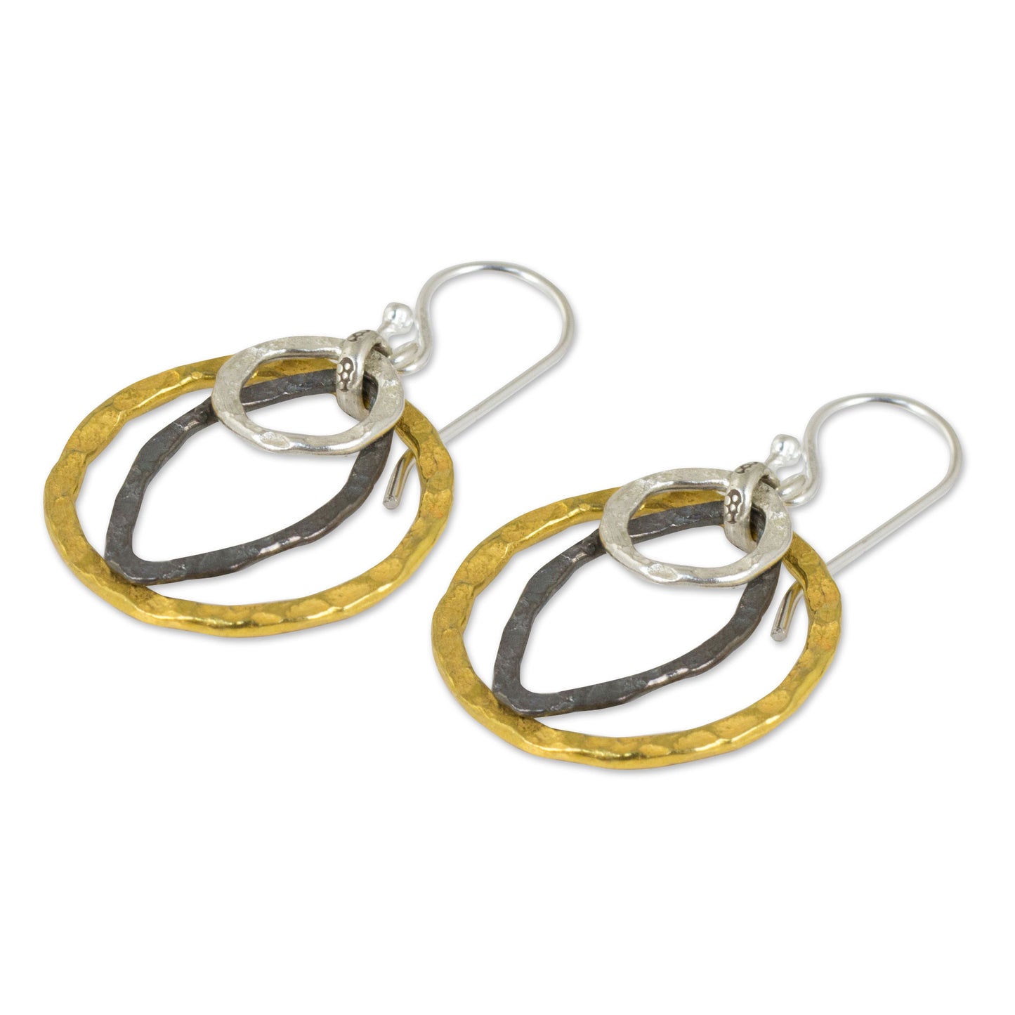 Equilibrium Artisan Crafted Earrings with Sterling Silver and Gold Plate