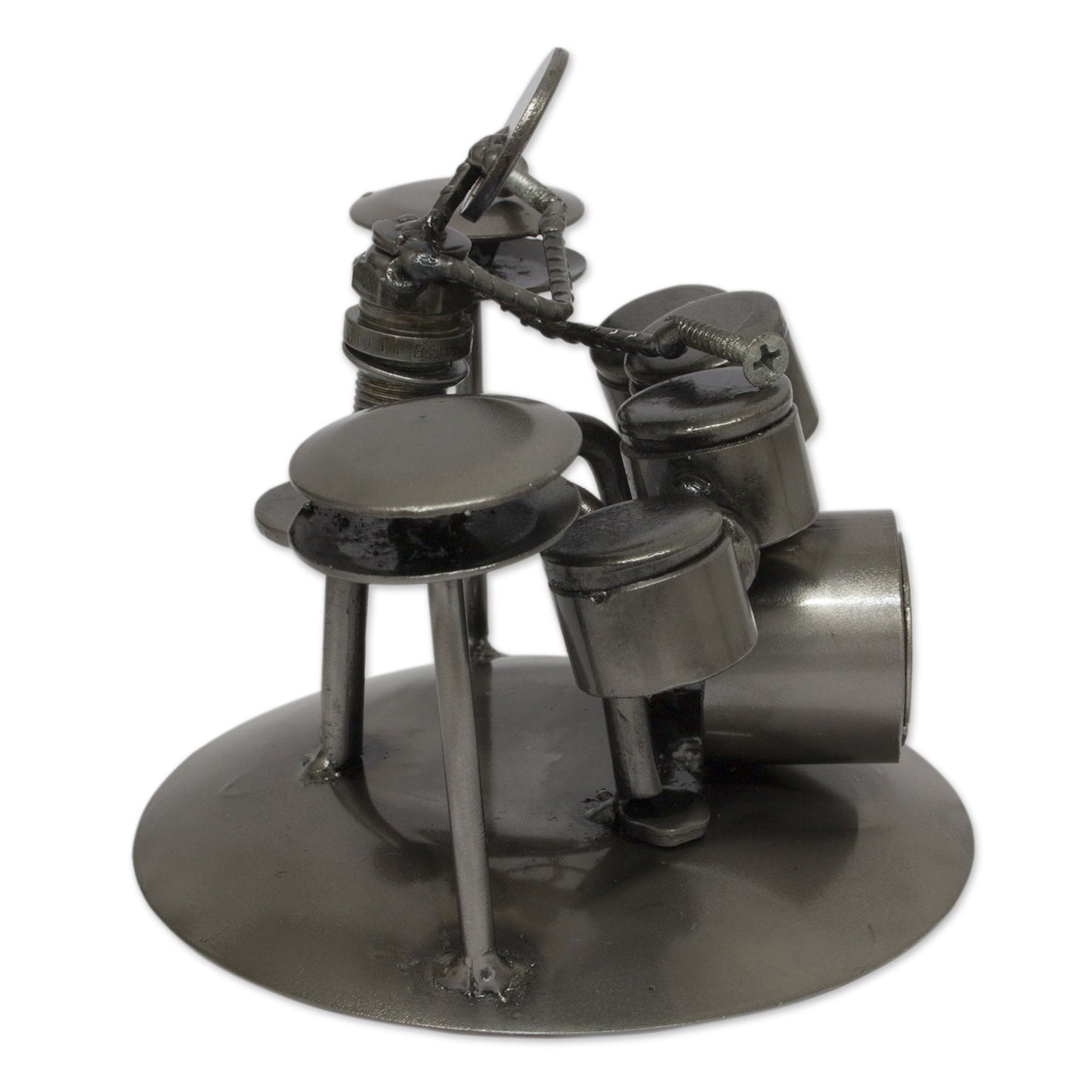 Rustic Drummer Upcycled Auto Parts Musician Statuette