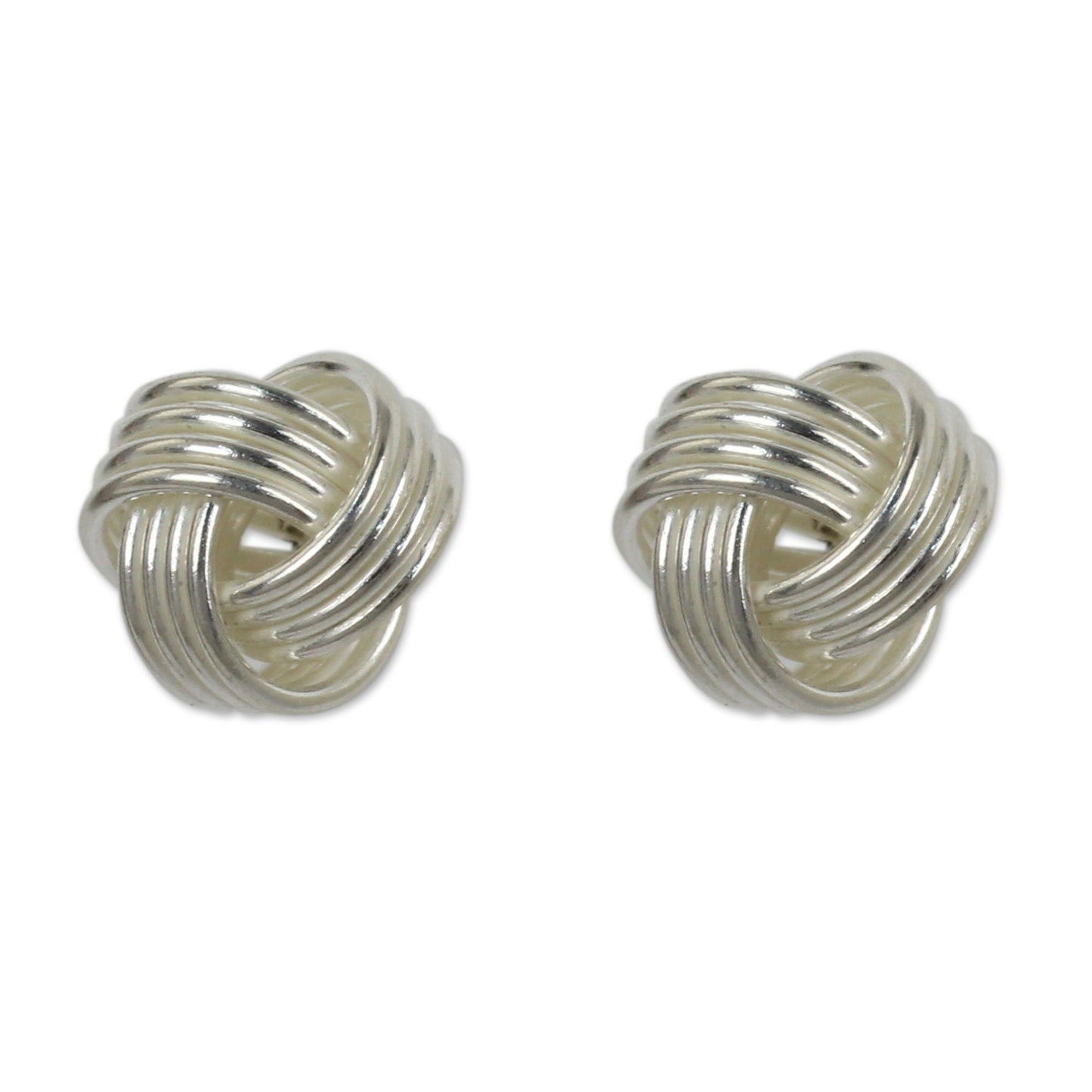 NOVICA - Sterling Silver Button Earrings