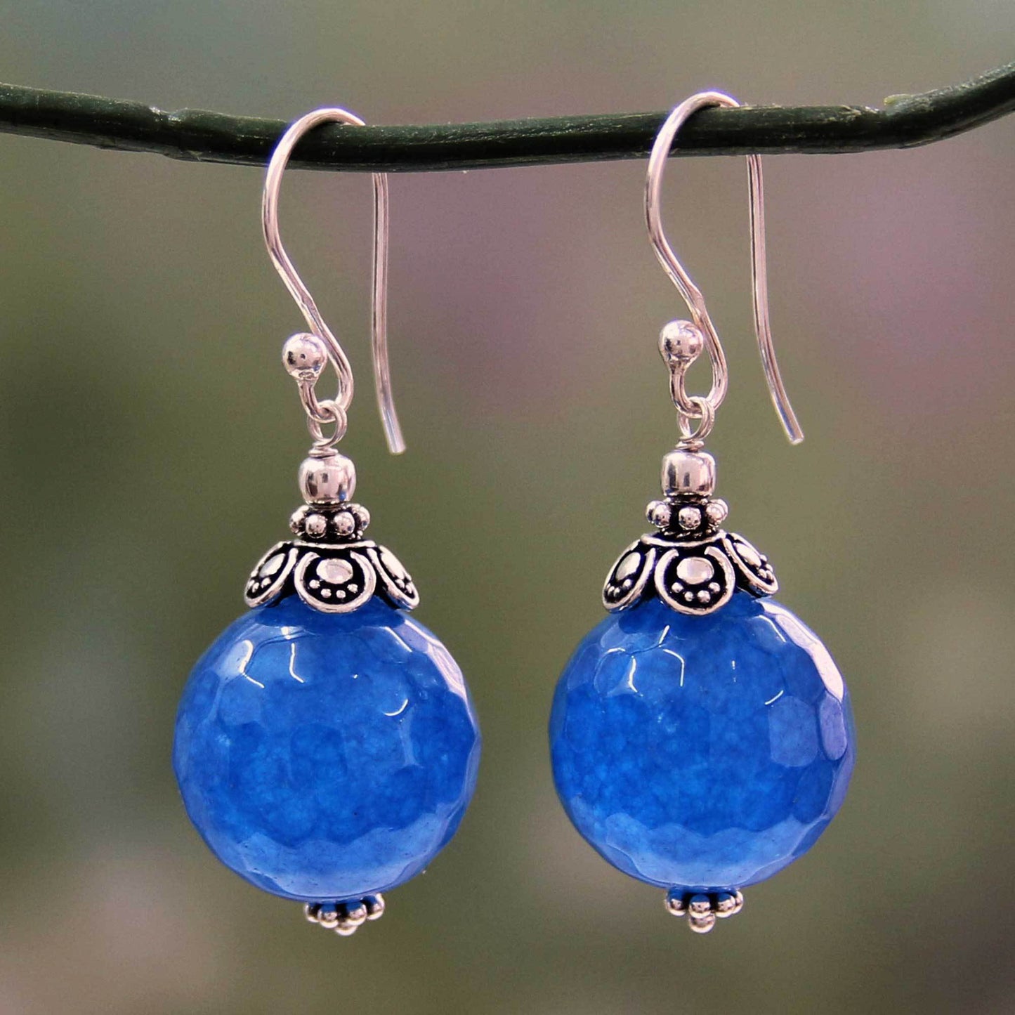 Blue Chalcedony Honeycomb Earrings