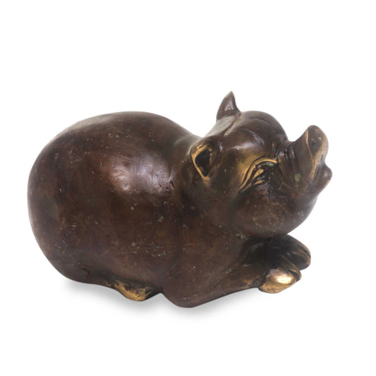 Bronze Chubby Pig Figurine